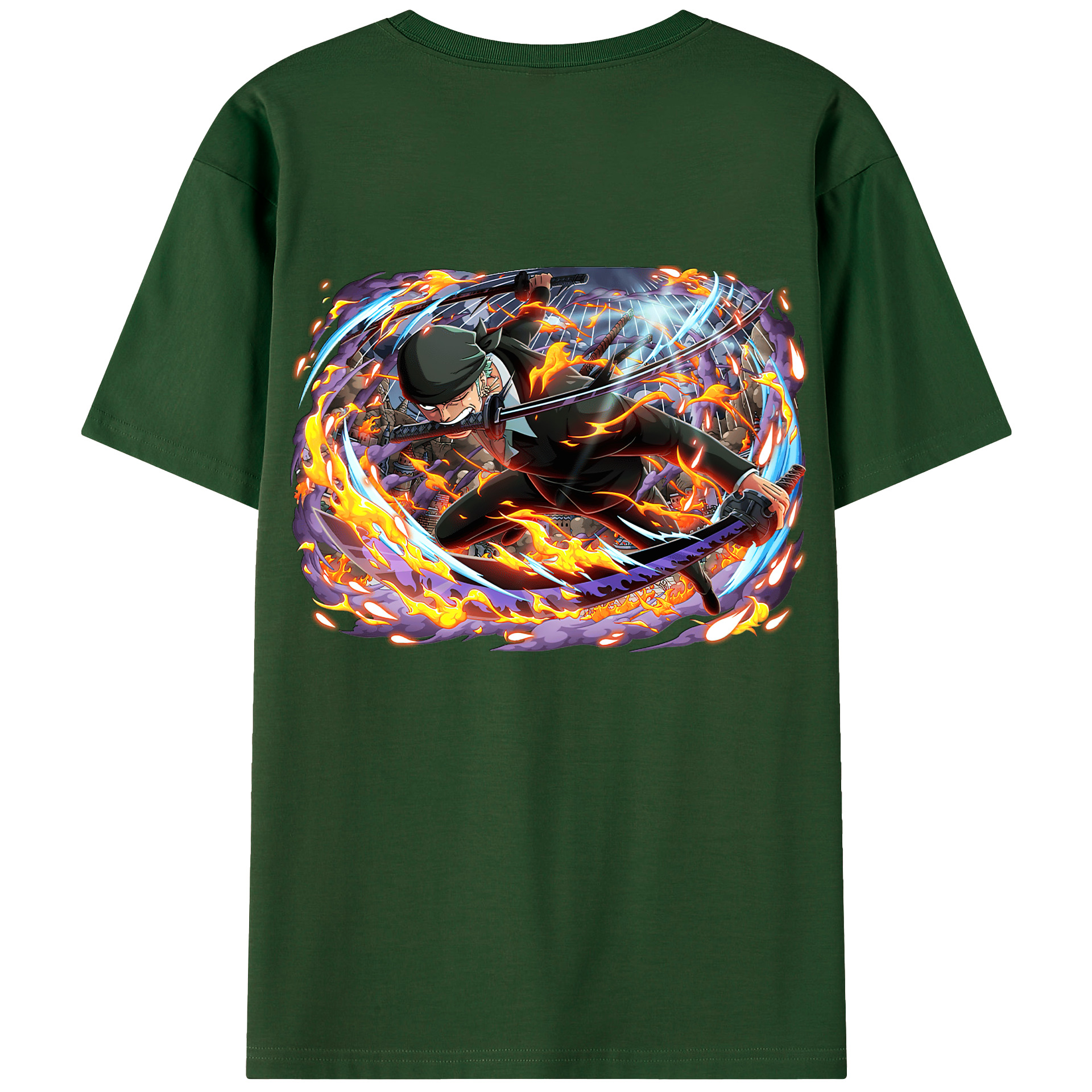 ワンピース ロロノア・ゾロ ONE PIECE Roronoa Zoro 綿100％半袖Tシャツ（背面プリント）